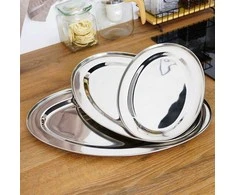 Excellent Houseware Plieninė serviravimo lėkštė ovali 3 vnt. - 44.5x29 cm, 40x27 cm, 34x21.5 cm