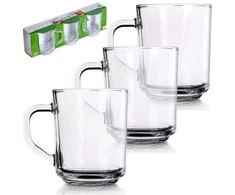 Eh Excellent Houseware Praktinės stiklinės gėrimams su rankena, 230 ml, 3 vnt.