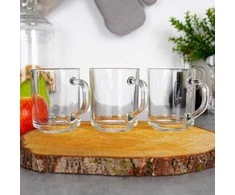 Eh Excellent Houseware Praktinės stiklinės gėrimams su rankena, 230 ml, 3 vnt.