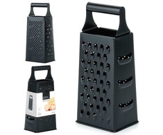 Eh Excellent Houseware Keukenrasp Edelstaal Zwart 4-Zijdig 25 cm - Raps - Handrasp - Kaasrasp