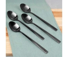 Eh Excellent Houseware Edelstaal Stalo Įrankiai 4 Vnt. Juodi Desertiniai Šaukštai