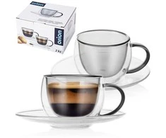 Orion Espresso puodeliai su lėkštutėmis, 90 ml, 2 vnt., dvigubos sienelės