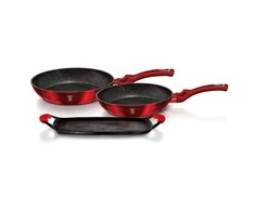 GRANITINIŲ KETUČIŲ RINKINYS + KAIRTYTĖ BERLINGER HAUS METALLIC LINE BURGUNDY BH-1668