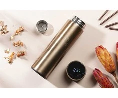 IŠMANUS PLIENINIS TERMOSANAS 0,45L SU LED TEMPERATŪROS INDIKATORIU BERLINGER HAUS ROSE GOLD BH-7954