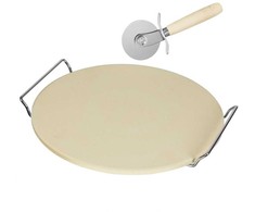 Šamotinis picos akmuo su grioveliais ir pjaustymo peiliu + stovas 33 cm BRUNBESTE BB-1782
