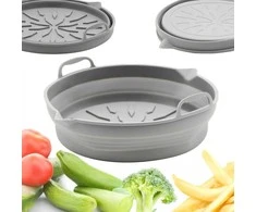 Silikoninis įdėklas oro gruzdintuvei AIR FRYER, apvalus, pilkas, sulankstomas, BRUNBESTE BB-3755