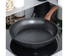 Keptuvė Vilde Juodas&amp;Wood 28 cm aliuminė su granitine danga