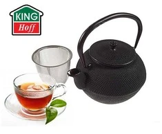 King Hoff Imbryk Arbatinukas su sieteliu, ketaus, 1,2 l, juodas, kinghoff
