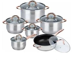 King Hoff PLIENINIAI PUODAI 12 ELEMENTŲ KINGHOFF ROSEGOLD KH-1765