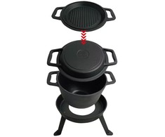 King Hoff KingHoff KOCIOŁEK ŻELIWNY MYŚLIWSKI 10L Z PATELNIĄ GRILL 2 W 1 KINGHOFF KH-1734