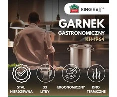 Garnek Puodas Gastronorm puodas, nerūdijantis plienas, skersmuo 35cm, 33l, kinghoff, kh-1964