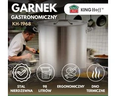 Garnek Puodas Gastronorm puodas, nerūdijantis plienas, skersmuo 50cm, 98l, kinghoff, kh-1968