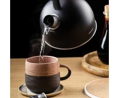 Czajnik, Virdulys, Tradicinis virdulys su švilpuku, nerūdijančio plieno, matinės juodos spalvos, talpa 1,5 l, kinghoff, kh1897