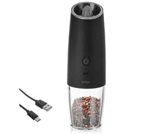 Orion Elektrinis Malūnas Pipirams ir Druskai 20 cm - USB Įkrovimas - Keraminis Mechanizmas