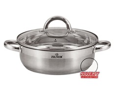 NERŪDIJANČIO PLIENO PUODAS PLOKŠČIAS 6.0L 28CM ZILNER ZL-7405