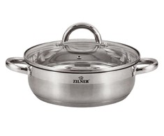 NERŪDIJANČIO PLIENO PUODAS PLOKŠČIAS 6.0L 28CM ZILNER ZL-7405