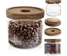 Orion Maisto talpa 500 ml Stiklinis indas su mediniu dangčiu