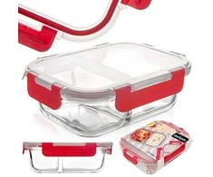 Excellent Houseware Orion Stiklinis maisto indas su dangčiu ir sandarinimu, 950 ml