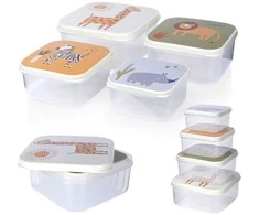 Excellent Houseware Home Styling Collection Maisto laikymo dėžutės vaikui 4 vnt. - įvairių dydžių, su gyvūnų motyvais
