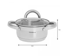 Puodas Plieninis puodas, 14 cm skersmens, 1 l, Klausberg