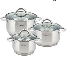 King Hoff Rinkinys Kinghoff Kinghoff 6 dalių puodų rinkinys, plieno, skersmuo 18, 20, 24 cm
