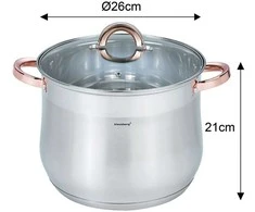 Puodas STALOWY GASTRONOMICZNY 10.7L 26CM KLAUSBERG KB-7794 ROSE GOLD