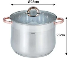 Puodas STALOWY GASTRONOMICZNY 13L 28CM KLAUSBERG KB-7795 ROSE GOLD