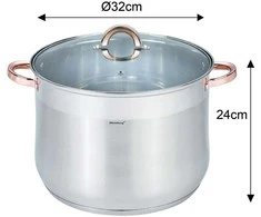 Puodas STALOWY GASTRONOMICZNY 18.7L 32CM KLAUSBERG KB-7797 ROSE GOLD