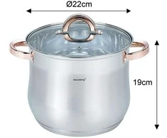 Puodas STALOWY GASTRONOMICZNY 7L 22CM KLAUSBERG KB-7792 ROSE GOLD