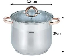 Puodas STALOWY GASTRONOMICZNY 8.6L 24CM KLAUSBERG KB-7793 ROSE GOLD