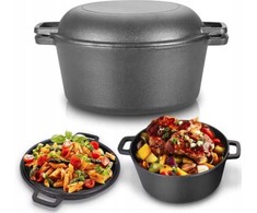 Krisberg 2in1 ketaus puodas 26cm 4,5L su dangčiu ir keptuve – juoda Keptuvė