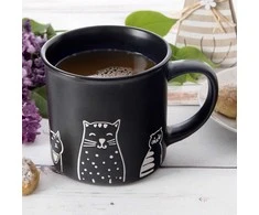 Duo Gift Orion Keraminė Puodelis 500 ml Juodas su Katės Motyvu