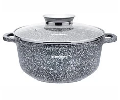 Puodas Puodas su dangčiu, plienas, pilkas marmuras, skersmuo 22 cm, 3,3 l, Klausberg