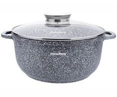 Puodas Puodas su dangčiu, aliuminis, pilkas marmuras, skersmuo 26 cm, 5,6 l, Klausberg