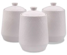 Rinkinys 3 POJEMNIKÓW CERAMICZNYCH NA KAWĘ HERBATĘ I CUKIER MAESTRO Baltas MR-20002-03CS