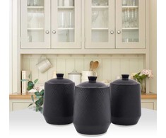 Rinkinys 3 POJEMNIKÓW CERAMICZNYCH NA KAWĘ HERBATĘ I CUKIER MAESTRO Juodas MR-20001-03CS