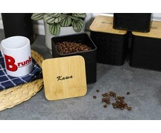 Rinkinys 4 POJEMNIKÓW KAWA HERBATA CUKIER SÓL BRUNBESTE BB-4261 (NAPISY PL)