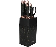 Noze Virtuviniai peiliai stove, su juodu ir rudu raštu, 7 vnt. rinkinys, Klausberg, kb-7770