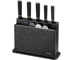 Rinkinys Peilių ir pjaustymo lentelių rinkinys, marmuro juodos ir pilkos spalvos, Klausberg, kb-7834