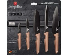 Rinkinys NOŻY Z LISTWĄ MAGNETYCZNĄ 6 ELEMENTÓW BERLINGER HAUS ROSE GOLD BH-2697