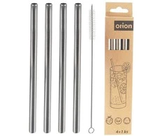 Orion Stiklinės šiaudeliai 21,5 cm 5 vnt. nerūdijančio plieno