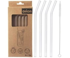 Orion Stikliniai šiaudeliai 20 cm su valikliu 5 vnt.
