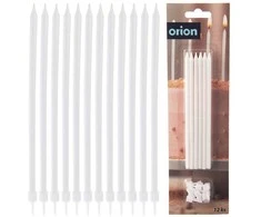 Party Deco Orion Gimtadienio žvakutės 12 vnt. 14,5 cm baltos
