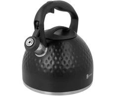 Virdulys na gaz plieno su gwizdkiem indukcija 2.7L juoda matinė diament BRUNBESTE BB-2468