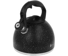 Virdulys na gaz plieno su gwizdkiem indukcija 2.7L juoda matinė marmurek BRUNBESTE BB-2443