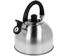 Plieninis virdulys su švilpuku dujinei indukcinei viryklei, 2 l, matinės sidabrinės spalvos, BRUNBESTE BB-2401-S