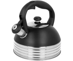 Virdulys plieno su gwizdkiem na gaz indukcję 2.5L juoda matinė BRUNBESTE BB-2475