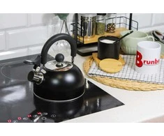 Plieninis virdulys su švilpuku indukcinėms dujoms, mažas 1,5 l, juodas, MAT BRUNBESTE BB-1324