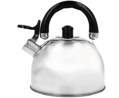 Plieninis virdulys su švilpuku, skirtas dujų indukcijai, 2 l, sidabro blizgesio, BRUNBESTE BB-2401-B