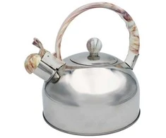Plieninis virdulys su švilpuku, tradicinė indukcinė viryklė, 2,5 l, marmurinė rankena, BRUNBESTE BB-2269